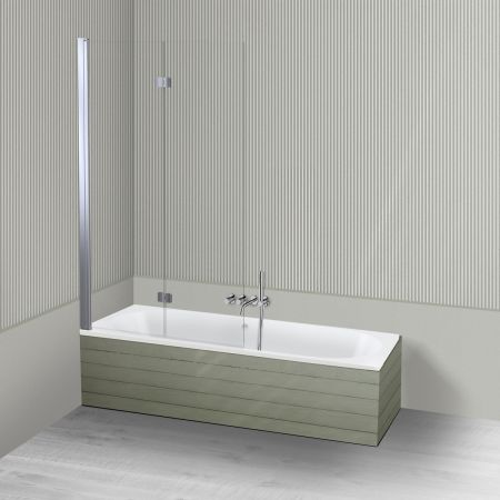 Oltens Lykke Sela zestaw wanna prostokątna 170x75 cm akrylowa biała z parawanem nawannowym 115 cm 2-częściowy chrom 18014000