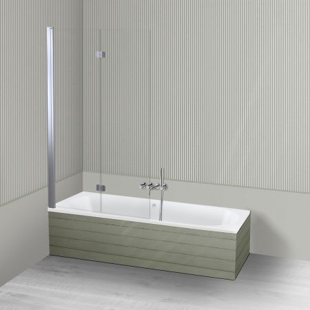 Oltens Lykke Sela zestaw wanna prostokątna 180x80 cm akrylowa biała z parawanem nawannowym 115 cm 2-częściowy chrom 18015000