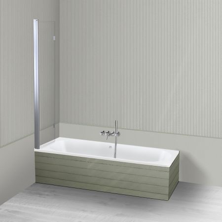 Oltens Lykke Sela zestaw wanna prostokątna 180x80 cm akrylowa biała z parawanem nawannowym 115 cm 2-częściowy chrom 18015000