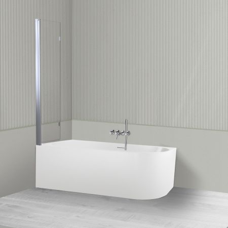 Oltens Hulda Sela zestaw wanna wolnostojąca narożna 170x80 cm akrylowa lewa biała z parawanem nawannowym 115 cm 2-częściowy chrom 18016000