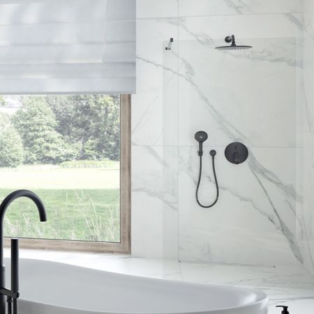 Oltens Bo sprchová zástěna Walk-In 80 cm, profil, matná černá 22000300
