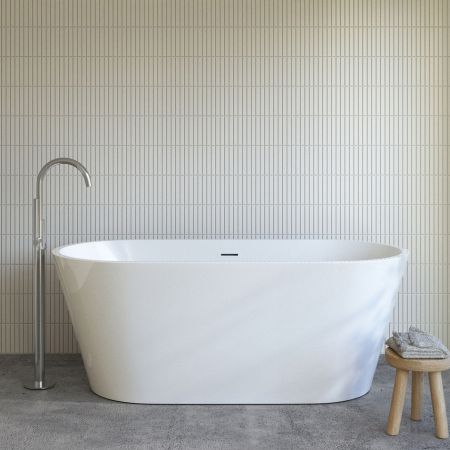 Oltens Yrsa Badewanne freistehend 150x75 cm oval Acryl weiß 12022000