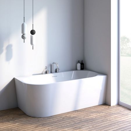 Oltens Hulda corner bathtub 160x75 cm right acrylic white gloss 11002000