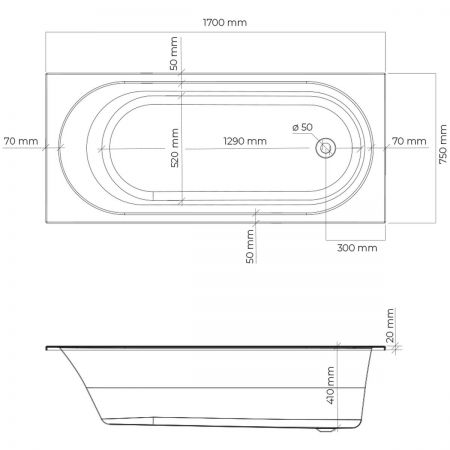 Oltens Lykke wanna 170x75 cm prostokątna akrylowa biała 10012000