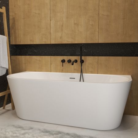 Oltens Delva free-standing back-to-wall bathtub 170x80 cm acrylic oval white 12019000