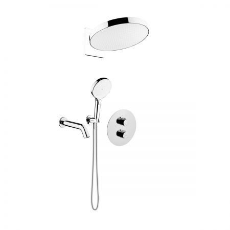 Oltens Katla set podomítkové vanové a sprchové baterie s dešťovou sprchou Regna a 3funkční sprchovou hlavicí Luva EasyClick, chrom 36067100