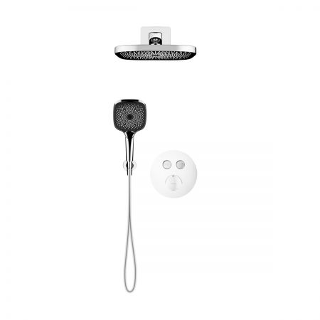 Oltens Onega concealed bath and shower mixer set with Vann (S) rain shower head and Havis EasyClick (S) 3-function hand shower, chrome 36069100