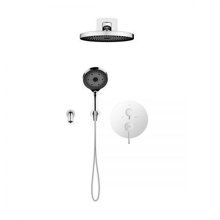 Oltens Rann concealed bath and shower mixer set with Vann rain shower head and Havis EasyClick 3-function hand shower, chrome 36074100