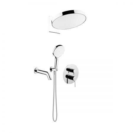 Oltens Rann set podomítkové vanové a sprchové baterie s dešťovou sprchou Regna a 3funkční sprchovou hlavicí Luva EasyClick, chrom 36075100
