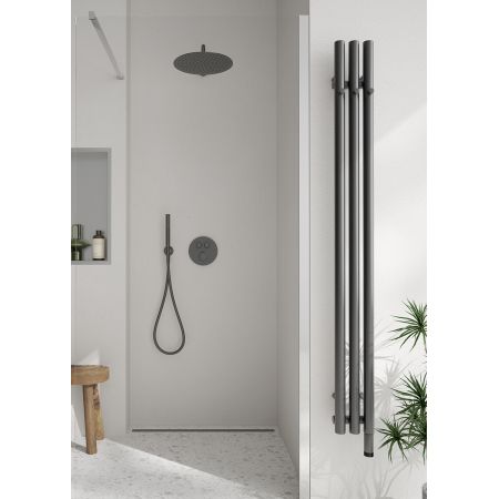 Zestaw Oltens Onega bateria podtynkowa termostatyczna z deszczownicą 30 cm Vindel i kompletem prysznicowym Ume grafit 36617400