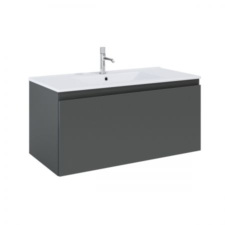 Oltens Vernal vanity unit 100 cm white/matte graphite 68016400