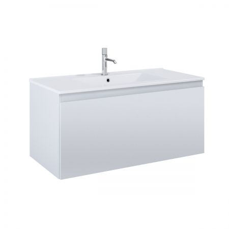 Oltens Vernal Set: Waschbecken mit Schrank 100 cm weiß/grau matt 68016700