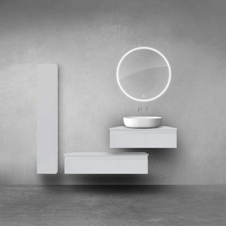 Oltens Vernal zestaw szafek podumywalkowych z blatem 80 i 100 cm i szafką boczną 35 cm szary mat 68696700