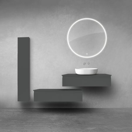 Oltens Vernal zestaw szafek podumywalkowych z blatem 2x100 cm i szafką boczną 35 cm grafit mat 68697400