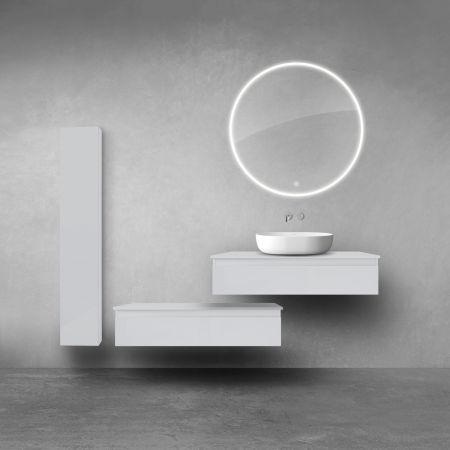 Oltens Vernal zestaw szafek podumywalkowych z blatem 2x100 cm i szafką boczną 35 cm szary mat 68697700