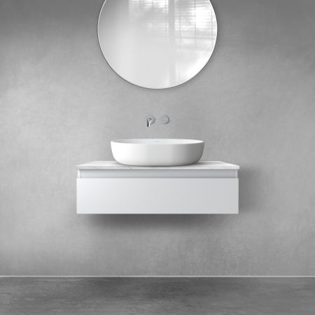 Zestaw Oltens Vernal szafka 80 cm podumywalkowa wisząca z blatem Tera szary mat/jasny marmur 68707700