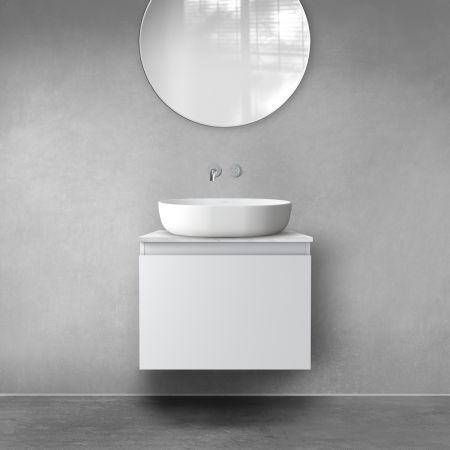 Zestaw Oltens Vernal szafka 60 cm podumywalkowa wisząca z blatem Tera szary mat/jasny marmur 68710700