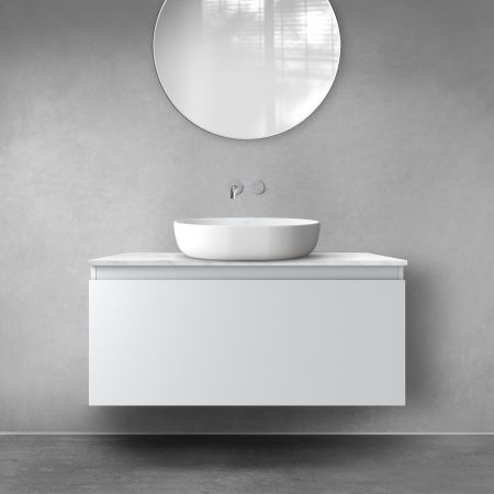 Zestaw Oltens Vernal szafka 100 cm podumywalkowa wisząca z blatem Tera szary mat/jasny marmur 68712700