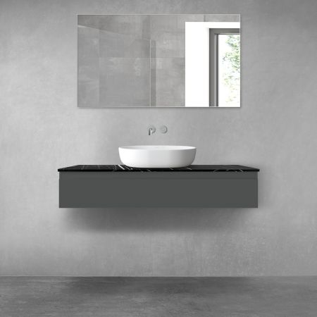 Zestaw Oltens Vernal szafka 120 cm podumywalkowa wisząca z blatem Tera grafit mat/czarny mat 68717400