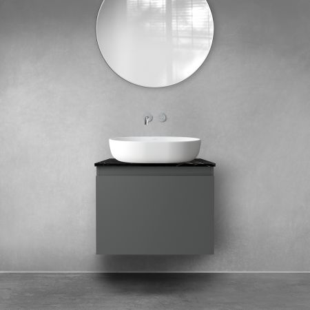 Zestaw Oltens Vernal szafka 60 cm podumywalkowa wisząca grafit mat/czarny marmur 68718400