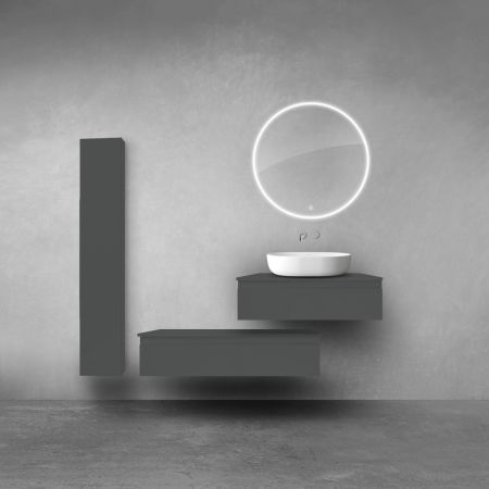 Oltens Vernal zestaw szafek podumywalkowych z blatem 80 i 100 cm i szafką boczną 35 cm grafit mat 68696400