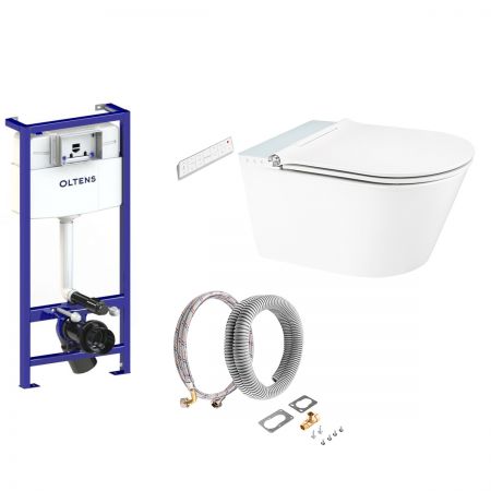 Set Oltens Triberg SmartFrisk rám s závěsná mycí WC mísa a připojovací sadou 58310000