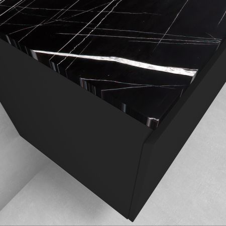 Zestaw Oltens Vernal szafka 100 cm podumywalkowa wisząca z blatem Tera czarny mat/czarny marmur 68720300