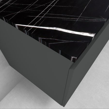 Zestaw Oltens Vernal szafka 100 cm podumywalkowa wisząca z blatem Tera grafit mat/czarny marmur 68720400