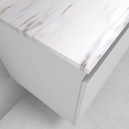 Zestaw Oltens Vernal szafka 100 cm podumywalkowa wisząca z blatem Tera szary mat/jasny marmur 68712700