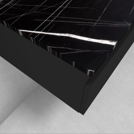 Zestaw Oltens Vernal szafka 120 cm podumywalkowa wisząca z blatem Tera czarny mat/czarny marmur  68717300