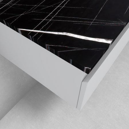 Oltens Vernal szafka 120 cm podumywalkowa wisząca z blatem Tera szary mat/czarny marmur 68717700