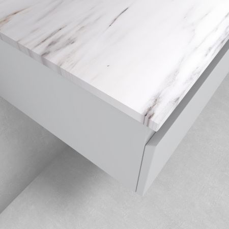 Zestaw Oltens Vernal szafka 100 cm podumywalkowa wisząca z blatem szary mat/jasny marmur 68708700