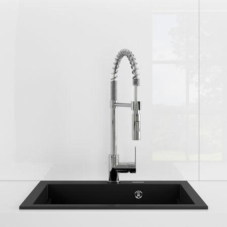 Oltens Gravan Einbeckenspüle aus Granit 57x51,5 cm mattschwarz 72000300