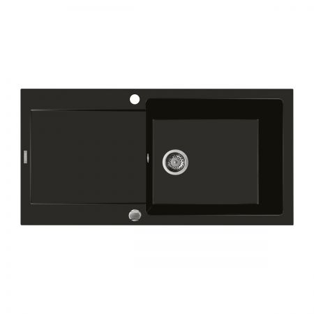 Oltens Gravan žulový jednokomorový dřez s krátkým odkapávačem 100 x 50 cm, matná černá 72101300