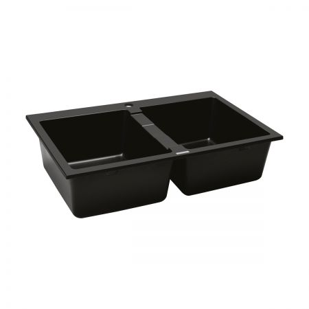 Oltens Gravan 2-bowl granite sink 78x50 cm black matte 72400300