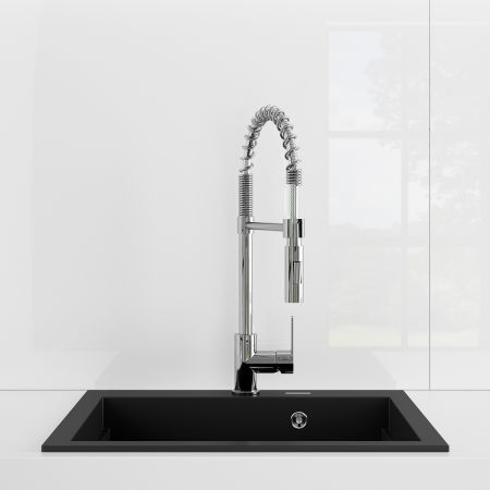 Oltens Gravan one-bowl granite sink 57x51.5 cm black matt 72000300