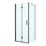 Oltens Hallan shower enclosure 80x80 cm square matte black/transparent glass door with a fixed wall 20007300 zdj.1