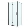 Oltens Hallan shower enclosure 90x90 cm square door with a fixed wall matte black/transparent glass 20008300 zdj.1
