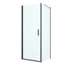 Oltens Rinnan shower enclosure 80x80 cm square door with a fixed wall matte black/transparent glass 20013300 zdj.1