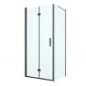 Oltens Hallan shower enclosure 90x80 cm rectangular door with a fixed wall matte black/transparent glass 20202300 zdj.1