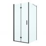 Oltens Hallan shower enclosure 90x100 cm rectangular door with a fixed wall matte black/transparent glass 20203300 zdj.1