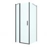 Oltens Hallan shower enclosure 100x90 cm rectangular door with a fixed wall matte black/transparent glass 20205300 zdj.1