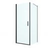 Oltens Rinnan shower enclosure 80x90 cm rectangular door with a fixed wall matte black/transparent glass 20212300 zdj.1