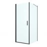 Oltens Rinnan shower enclosure 80x100 cm rectangular door with a fixed wall matte black/transparent glass 20215300 zdj.1
