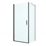 Oltens Rinnan shower enclosure 90x80 cm rectangular door with a fixed wall matte black/transparent glass 20216300 zdj.1