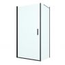 Oltens Rinnan shower enclosure 100x80 cm rectangular door with a fixed wall matte black/transparent glass 20218300 zdj.1