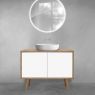 Oltens Hedvig washbasin cabinet 95 cm wall-mounted with shelf white gloss/natural oak 60204060 zdj.12