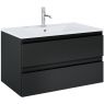 Oltens Vernal wall-mounted base unit 80 cm with a washbasin, matte black/white gloss 68462300 zdj.1