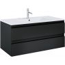 Oltens Vernal wall-mounted base unit 100 cm with a washbasin, matte black/white gloss 68463300 zdj.1
