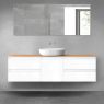 Oltens Vernal bathroom furniture set 160 cm with countertop, white gloss/oak 68403000 zdj.1